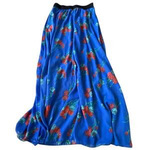 Dare Royal Blue Floral Maxi Skirt Made in USA Size 1X